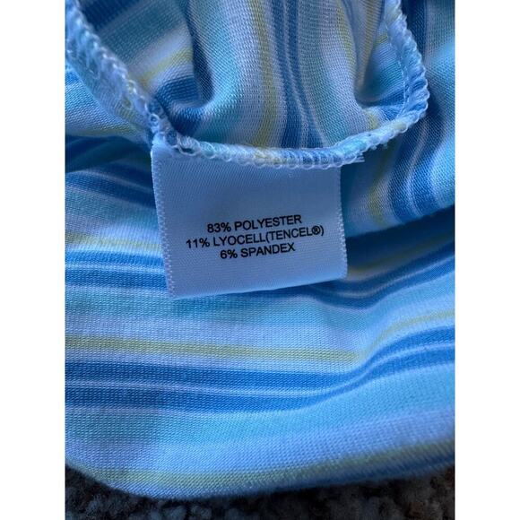 Peter Millar Polo size XL; Striped Green, white & Yellow; Performance Material - Picture 10 of 11